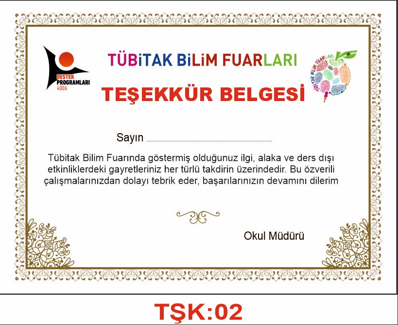 Teşekkür Belgesi 02